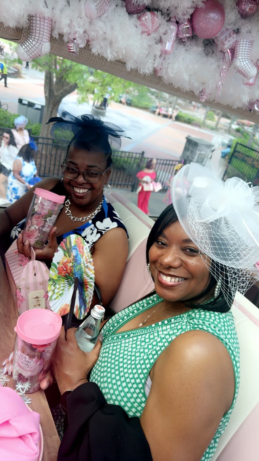 LIPSC members in fascinator hats at a celebration